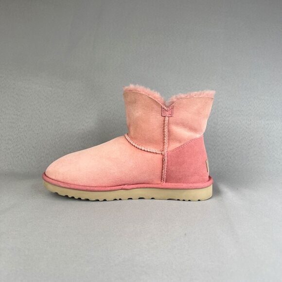 Womens UGG Australia Boots Sz 8 Bailey Mini Zip Pink Suede Wool Ankle Boho Shoes - Picture 7 of 16